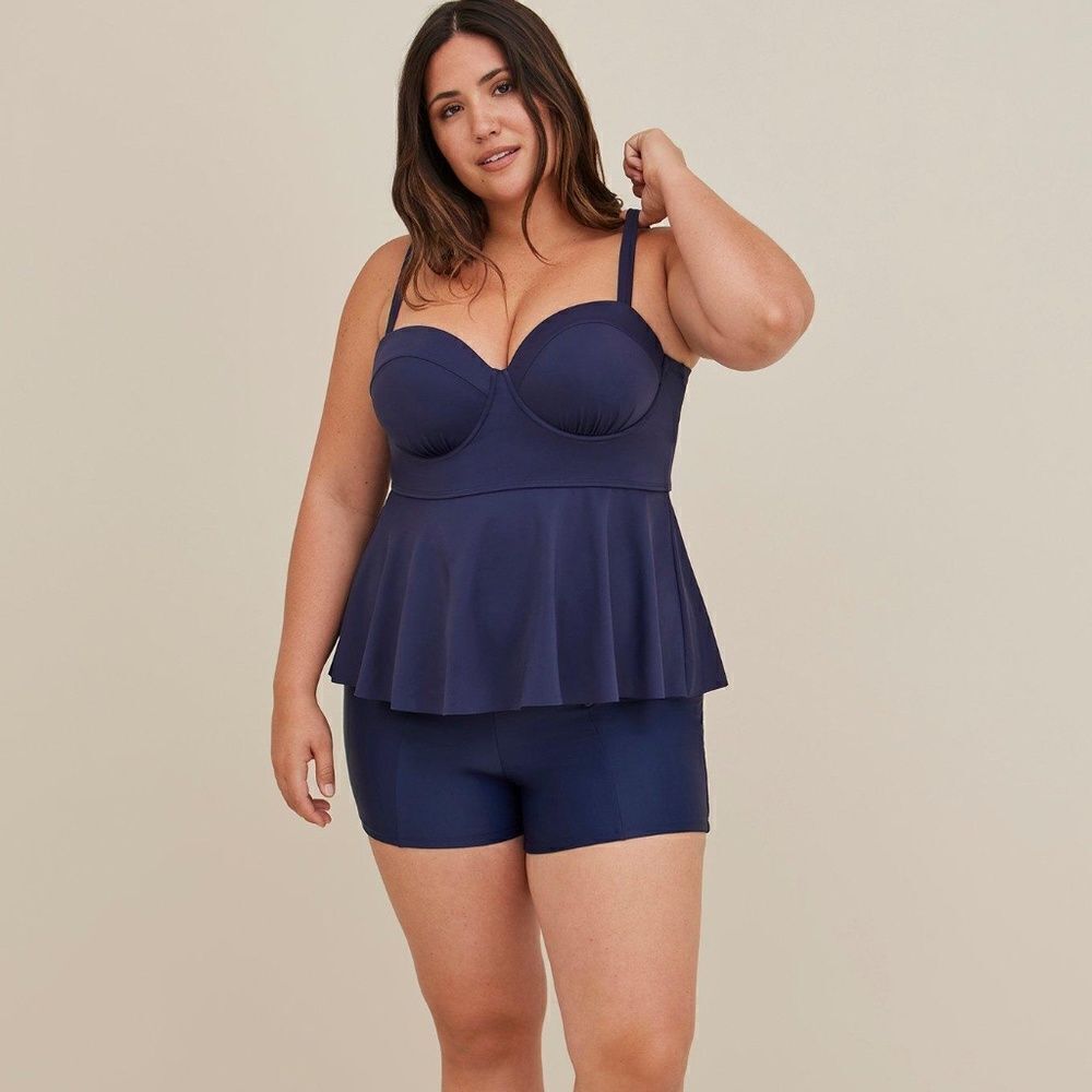 Torrid Peplum Underwire Swim Top - Blue 3X D/DD - Picture 3 of 11